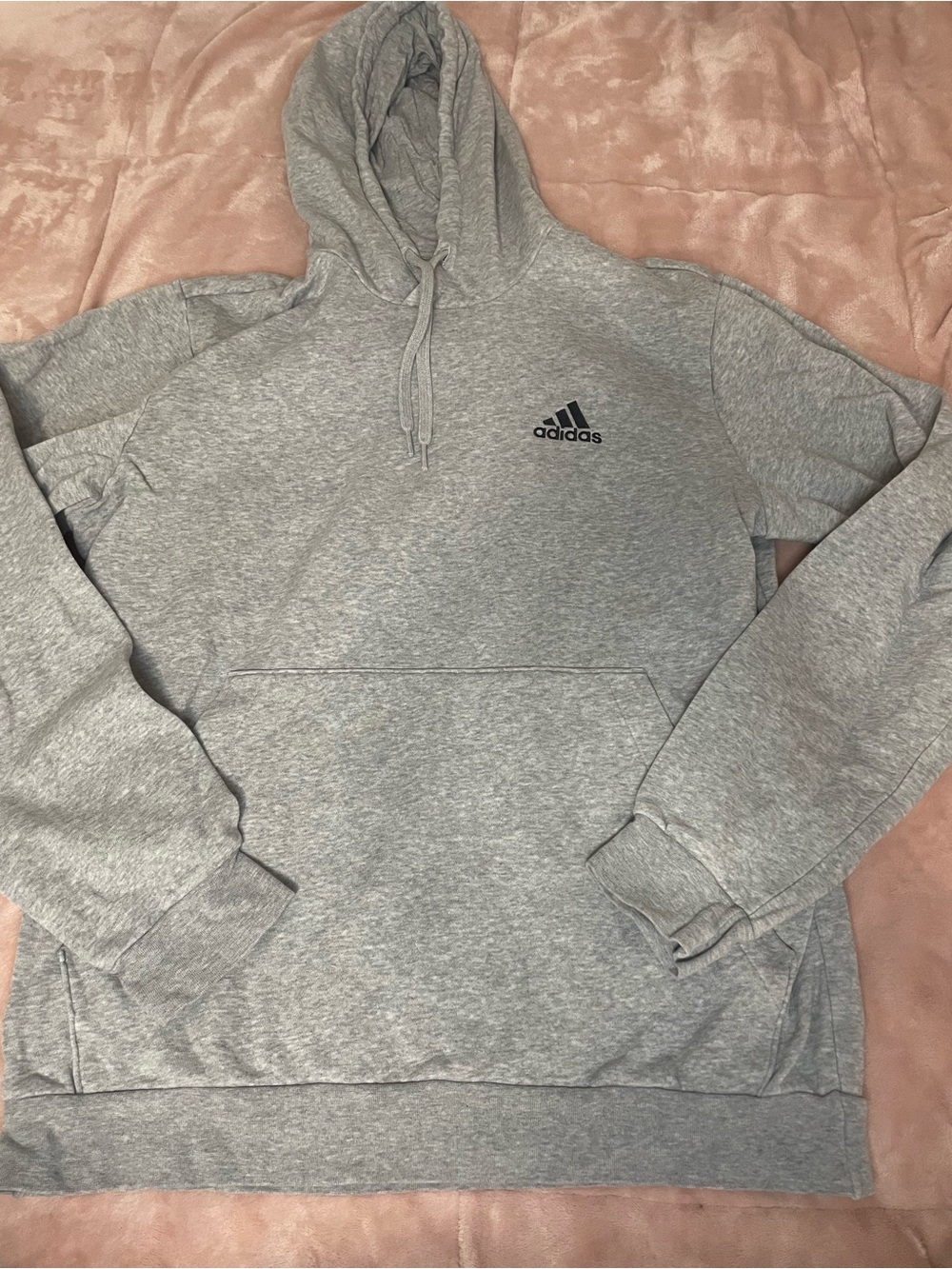 adidas Heather Gray Pullover Hoodie with Logo